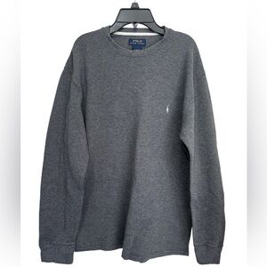 Men’s Polo Ralph Lauren Charcoal Gray Waffle Knit Thermal 100% Cotton Shirt - XL